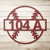 Baseball House Number Metal Sign