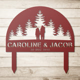 Camping Couple with Stakes Metal Art