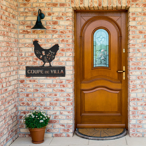 Chicken Coop Floral Metal Wall Art