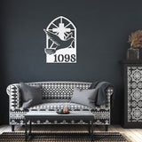 Cross With Dove House Number Metal Wall Art