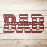 DAD American Flag Split Letters with Kids Names Metal Art