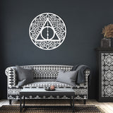 Deathly Hallows with Wand Mandala Circle Metal Wall Art