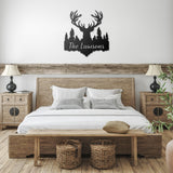 Deer Antlers Last Name Metal Sign