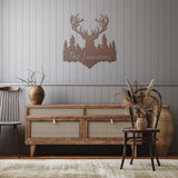 Deer Antlers Last Name Metal Sign