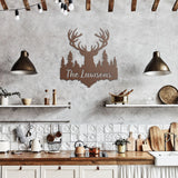 Deer Antlers Last Name Metal Sign