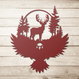 Deer Eagle Nature Scene Metal Wall Art