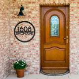 EU Modern House Number with Street Address Metal Sign