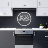 EU Modern House Number with Street Address Metal Sign