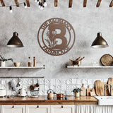 Farmhouse / Family Name Floral BOLD Initial Metal Wall Art