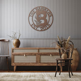 Family Name Floral BOLD Initial Metal Wall Art