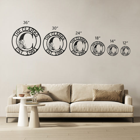 Family Name Floral Initial Metal Wall Art