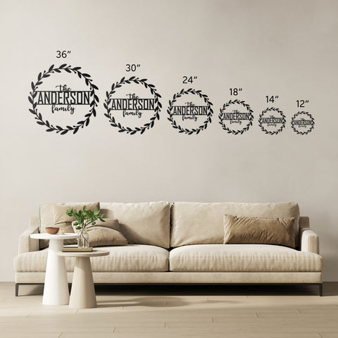 Family Name Wreath Metal Art