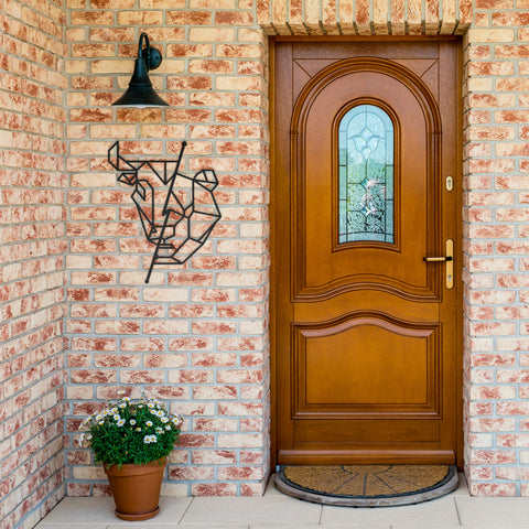 Geometric Bull vs Bear Metal Wall Art