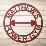 Gym Barbell Round Metal Sign
