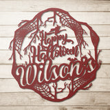 Happy Halloween Last Name Metal Wall Art