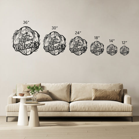 Happy Halloween Last Name Metal Wall Art
