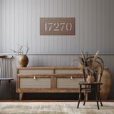 House_Number_Metal_Sign_with_Names_and_L_Copper_Rustic_Hallway_Mockup.png