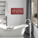 House_Number_Metal_Sign_with_Names_and_L_Red_Modern_Bathroom_Mockup.png