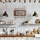 House Numbers Mid Century Modern Grid Metal Wall Art