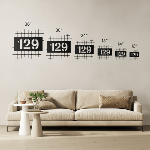 House Numbers Mid Century Modern Grid Metal Wall Art
