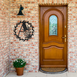 Initial Monogram Summer Wreath Metal Sign