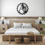 Initial Monogram Summer Wreath Metal Sign
