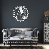 Initial Monogram Summer Wreath Metal Sign