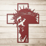 Jesus Christ Face Cross Metal Wall Art