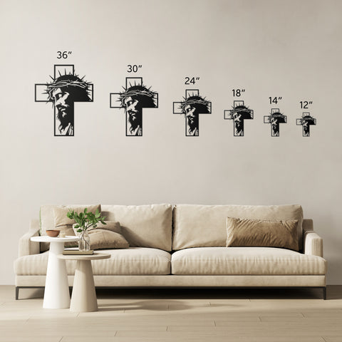 Jesus Christ Face Cross Metal Wall Art