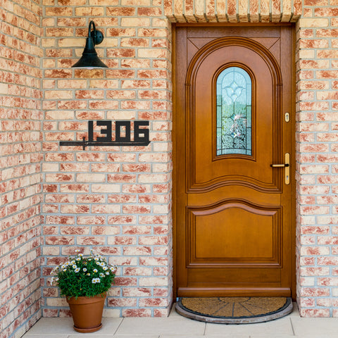 Katana Sword House Number Metal Wall Art