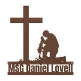 Kneeling Soldier Fallen Veteran Army Warrior Metal Wall Art