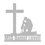 Kneeling Soldier Fallen Veteran Army Warrior Metal Wall Art