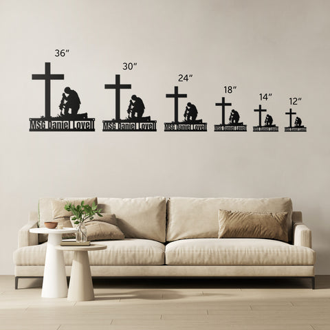 Kneeling Soldier Fallen Veteran Army Warrior Metal Wall Art