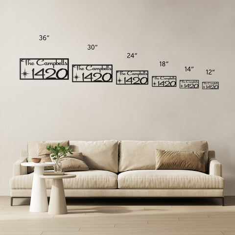 Mid Century Family Name and House Number Metal Wall Art