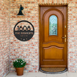 Modern House Number with Family Name Metal Sign