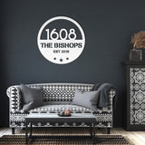 Modern House Number with Family Name Metal Sign