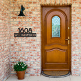 Modern House Number with Street Address Metal Sign