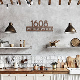 Modern House Number with Street Address Metal Sign