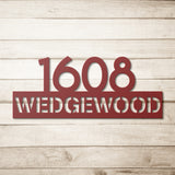Modern House Number with Street Address Metal Sign