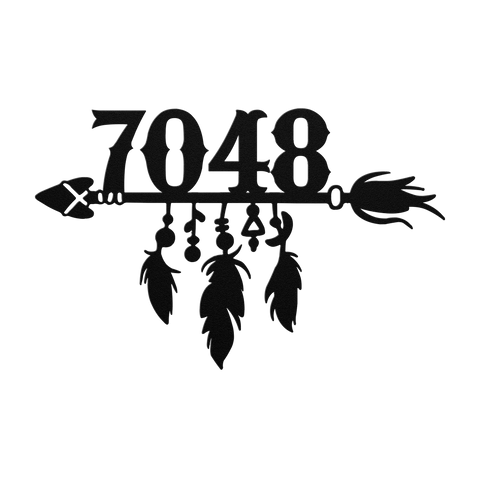 Native_Arrow_House_Number_Metal_Sign_Black_Transparent_Mockup.png
