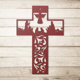 Nativity Cross Metal Wall Art