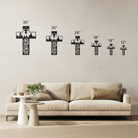 Nativity Cross Metal Wall Art