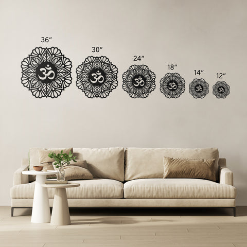 Om Mandala Flower Metal Wall Art