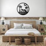 Palm Tree Beach House Metal Sign