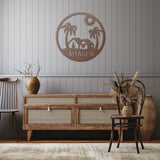 Palm Tree Beach House Metal Sign