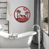 Palm Tree Beach House Metal Sign