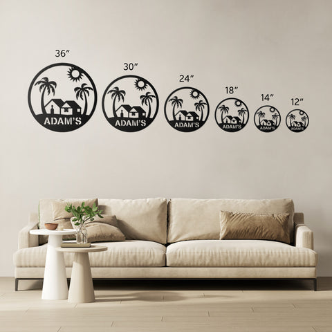 Palm Tree Beach House Metal Sign