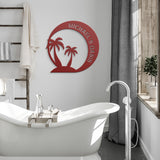 Palm Trees Oasis Beach House Metal Sign