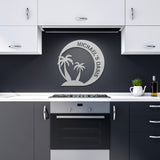 Palm Trees Oasis Beach House Metal Sign