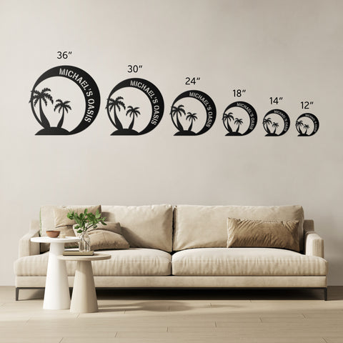 Palm Trees Oasis Beach House Metal Sign